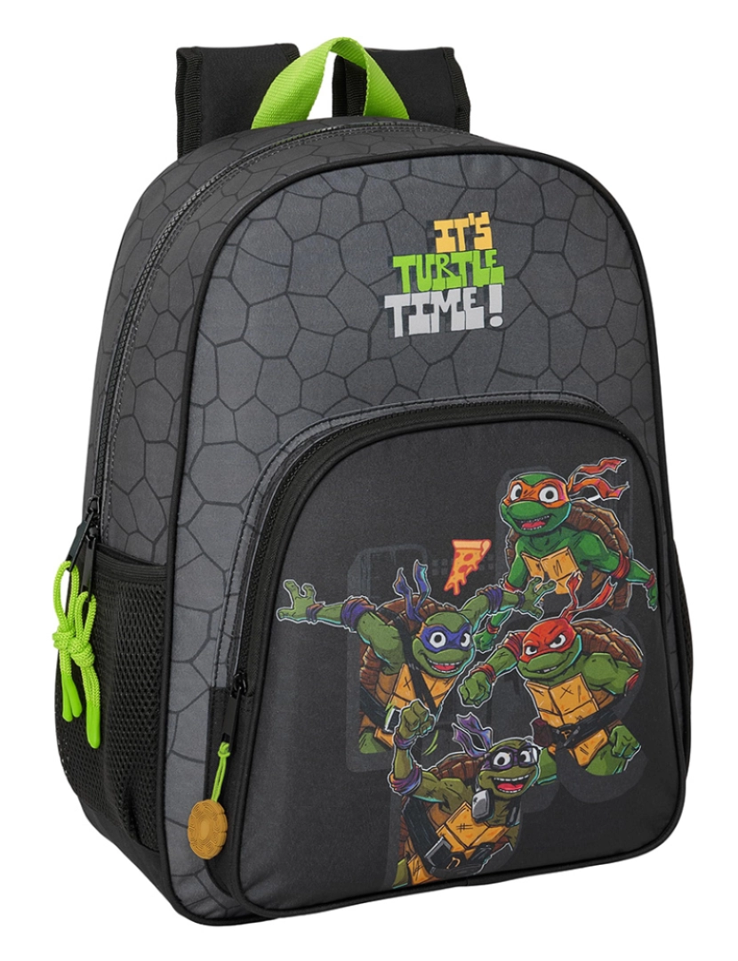 Tartarugas Ninja - Mochila escolar Teenage Mutant Ninja Turtles preto cinza 33 x 42 x 14 cm