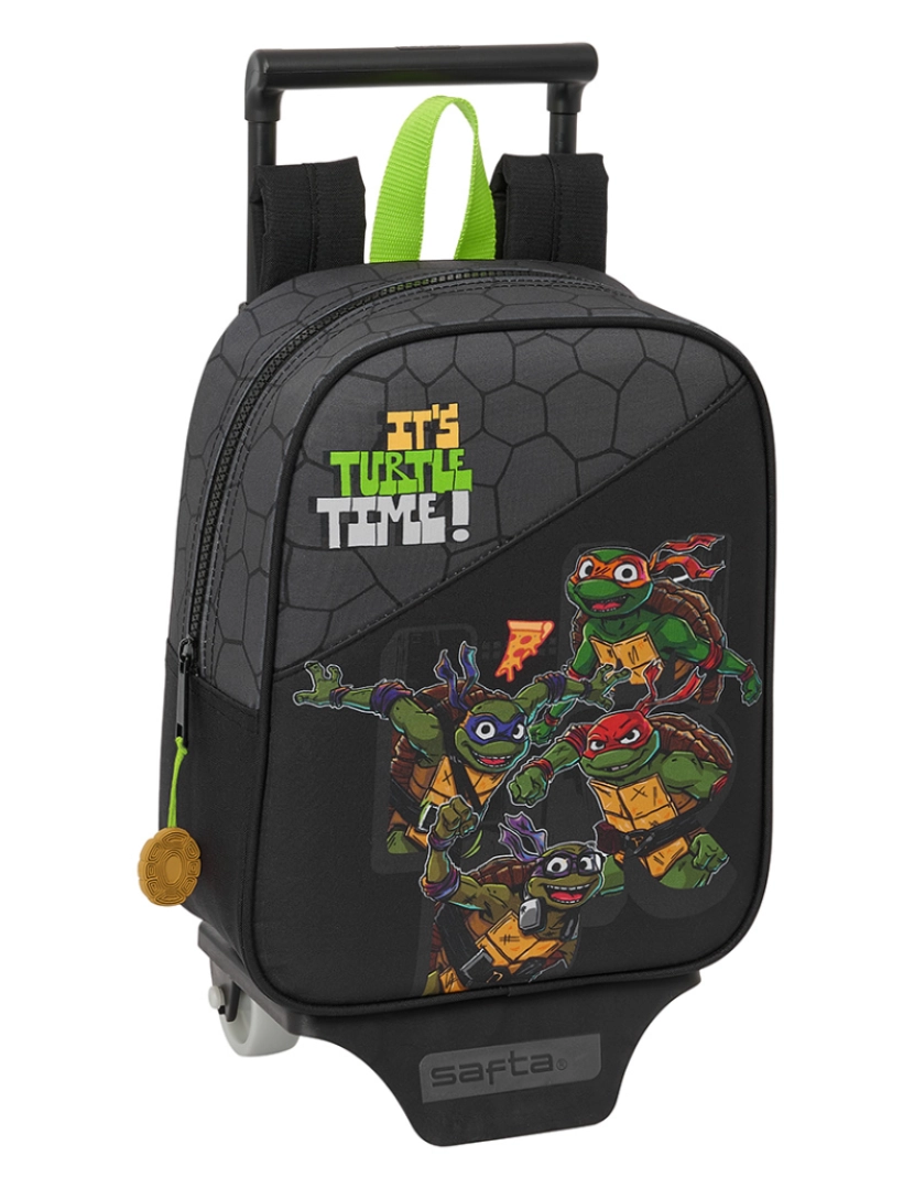 Tartarugas Ninja - Mochila escolar com rodas Teenage Mutant Ninja Turtles preto cinza 22 x 27 x 10 cm