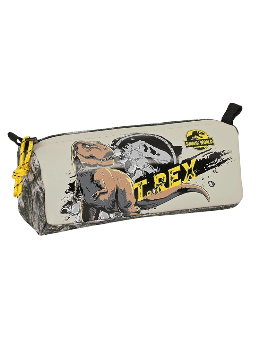 Jurassic Park - Estojo escolar Jurassic World Warning Cinza 21 x 8 x 7 cm