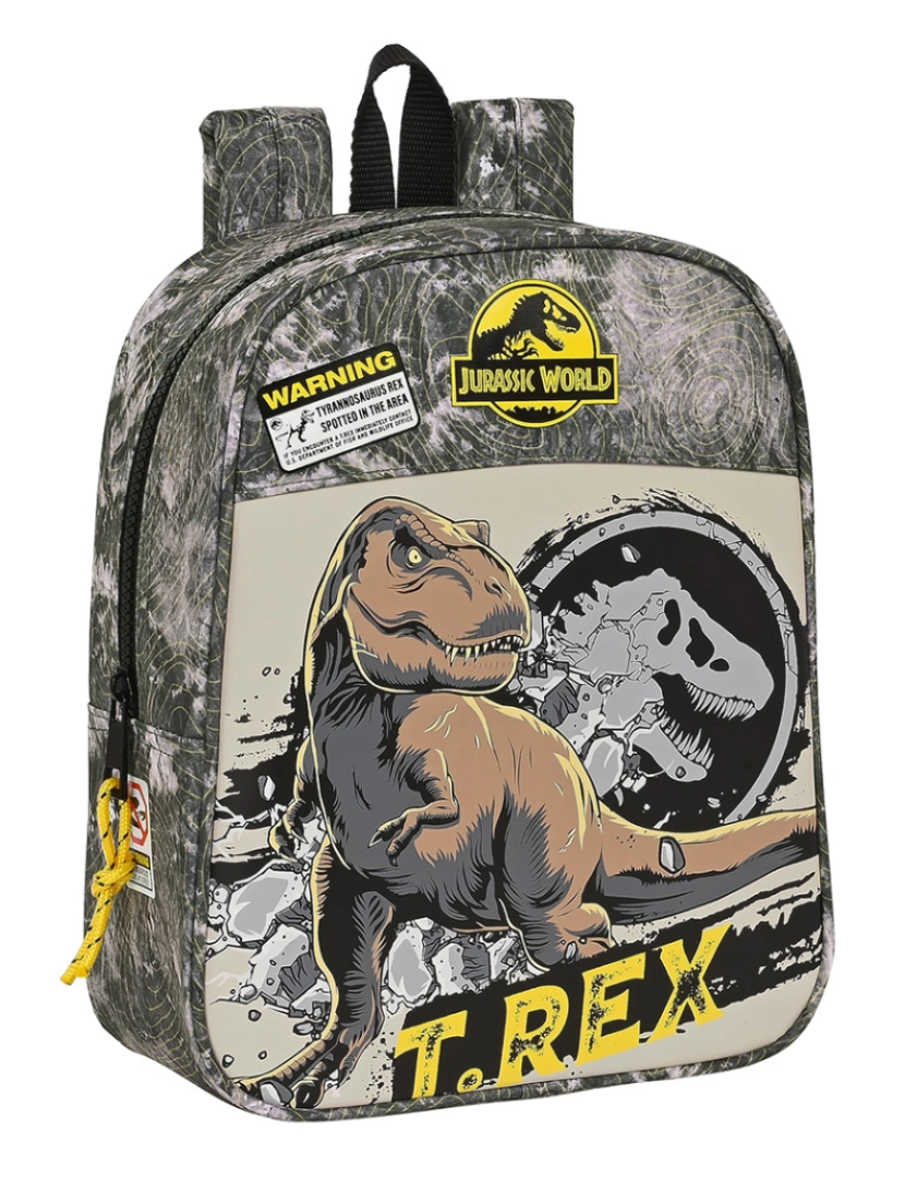 Jurassic Park - Bolsa infantil Jurassic World Warning Cinza 22 x 27 x 10 cm