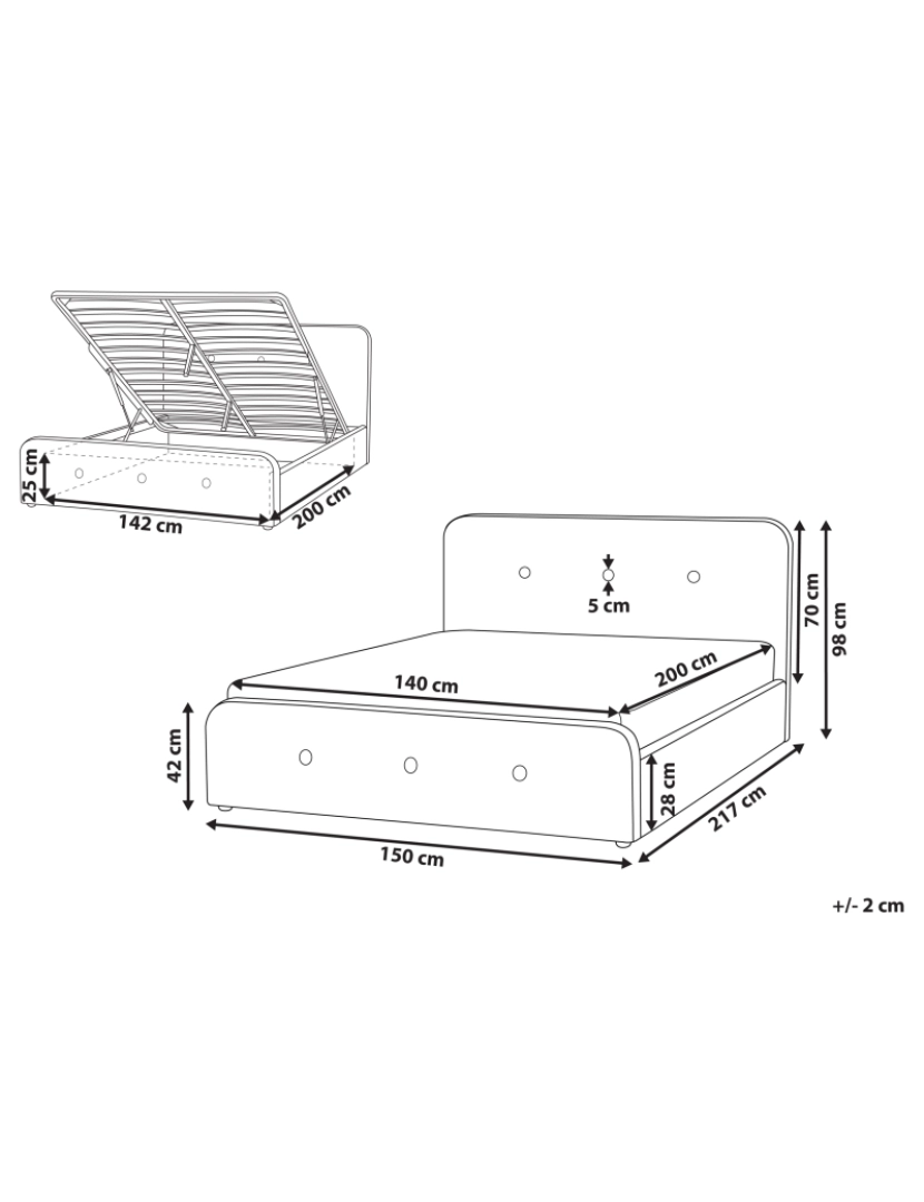 imagem de Cama estofada em tecido creme 140 x 200 cm com arrumação estrado de ripas e pés de madeira de estilo moderno elegante1