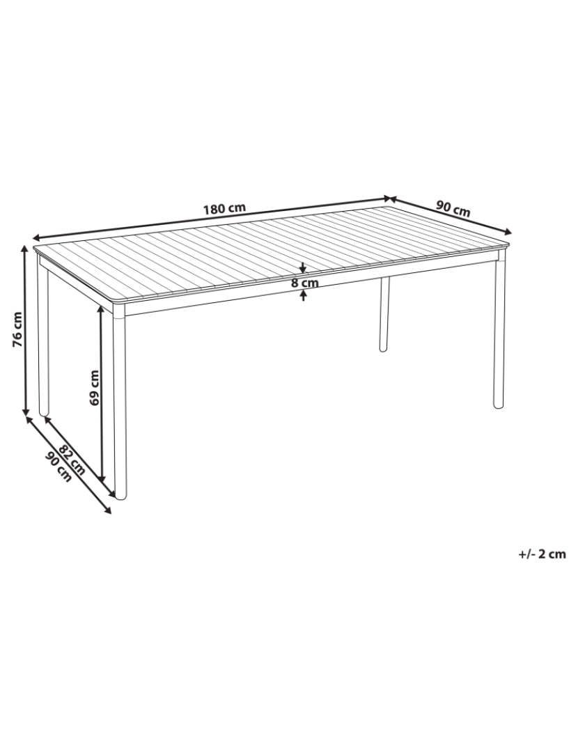 imagem de Mesa de jantar para jardim em madeira de acácia clara 180 x 90 cm para 6 pessoas de estilo rústico1