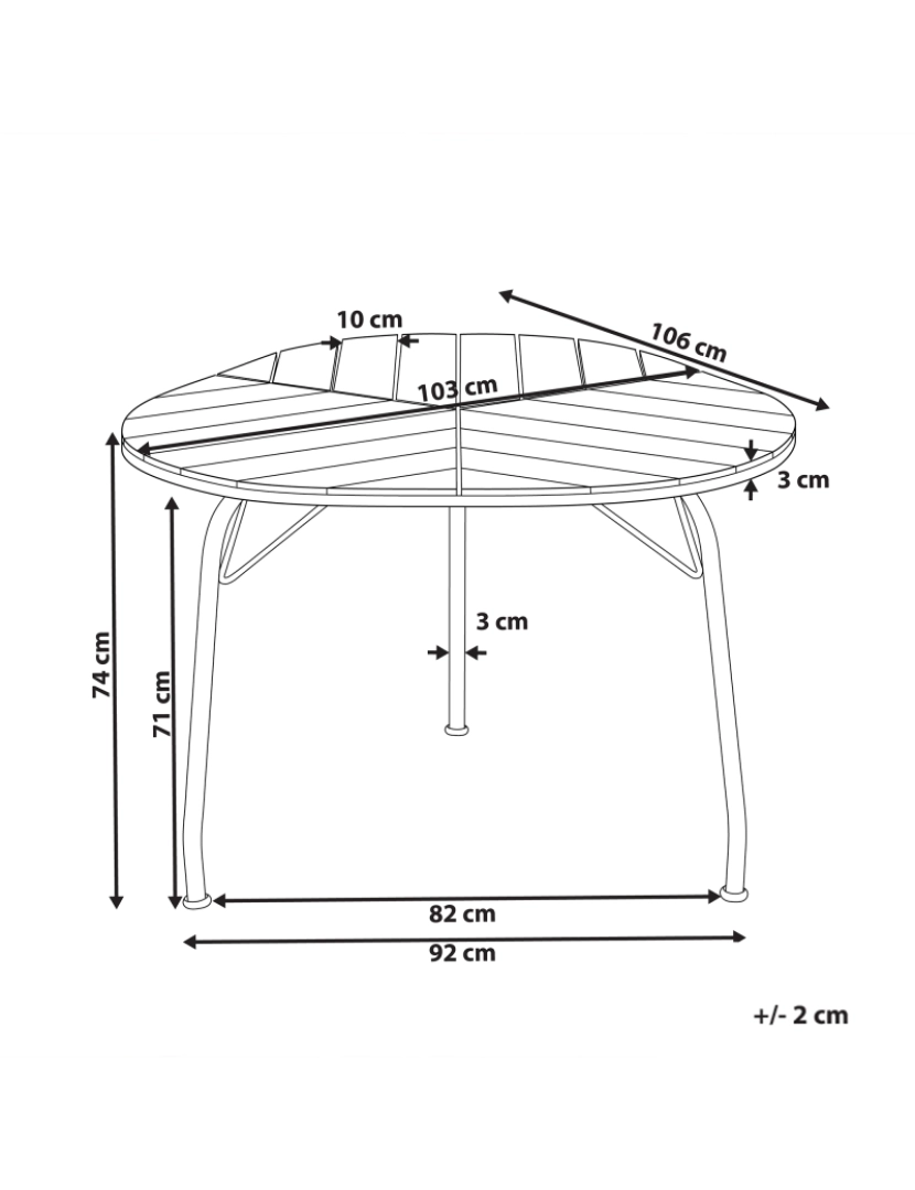 Beliani - Mesa de refeições de jardim em madeira clara de acácia 110 cm design ripado para interior e exterior