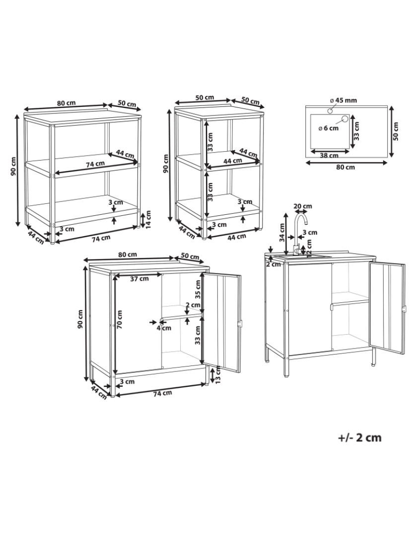 imagem de Conjunto de 4 armários 2 ilhas de cozinha com lavatório para exterior em aço preto para ilha de cozinha exterior1