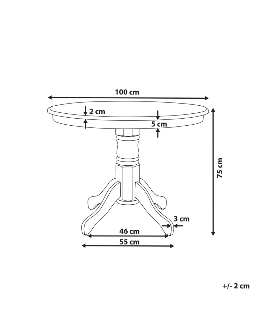 Beliani - Mesa de jantar redonda em madeira de seringueira preta ø 100 cm para sala de jantar ou cozinha de estilo vintage