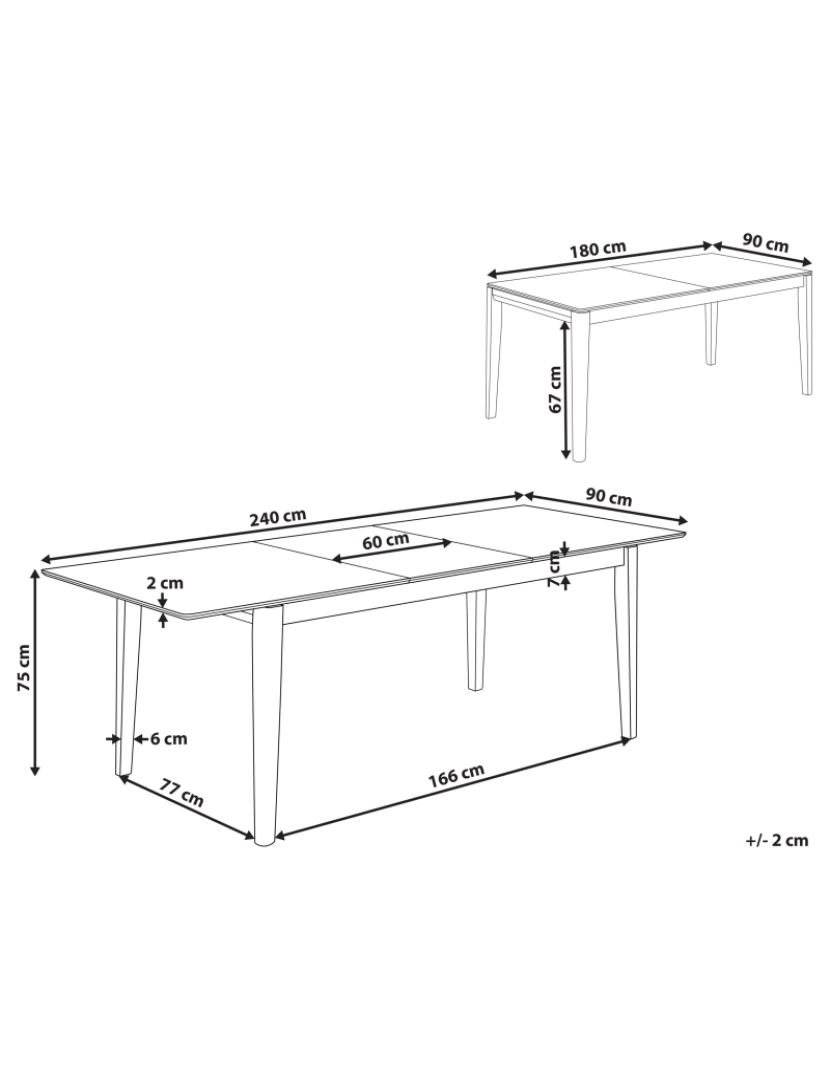 Beliani - Mesa de jantar extensível em MDF castanho claro 180/240 x 90 cm pernas em madeira de seringueira