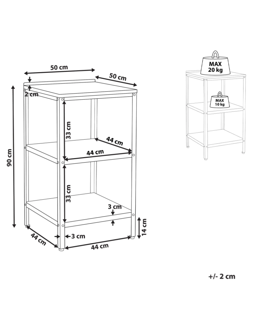 Beliani - Armário de cozinha para exterior em aço preto 50 x 50 x 92 cm para ilha de cozinha exterior