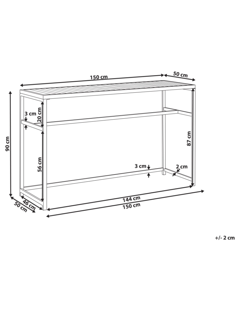 Beliani - Mesa de jardim em aço preto com tampo em madeira castanha clara 150 x 50 cm para 4 pessoas para exterior de estilo rústico