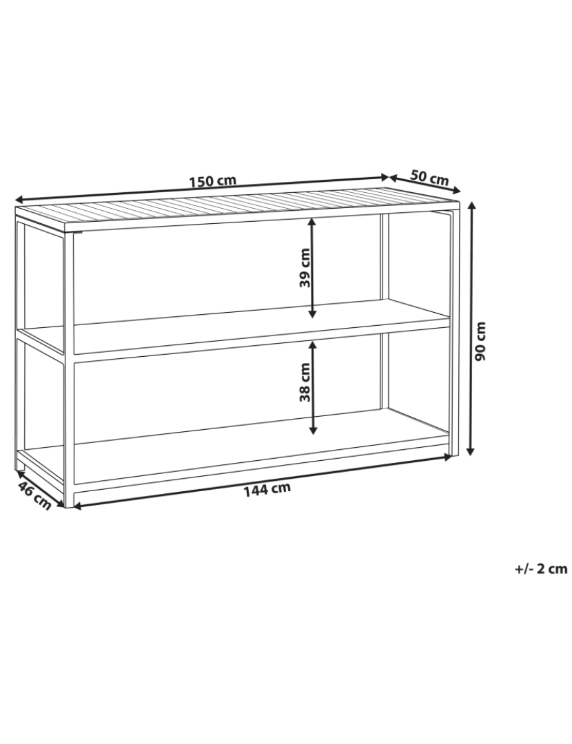 Beliani - Ilha de cozinha para exterior em aço preto com tampo em madeira castanha clara 150 x 50 x 90 cm armário com 2 prateleiras