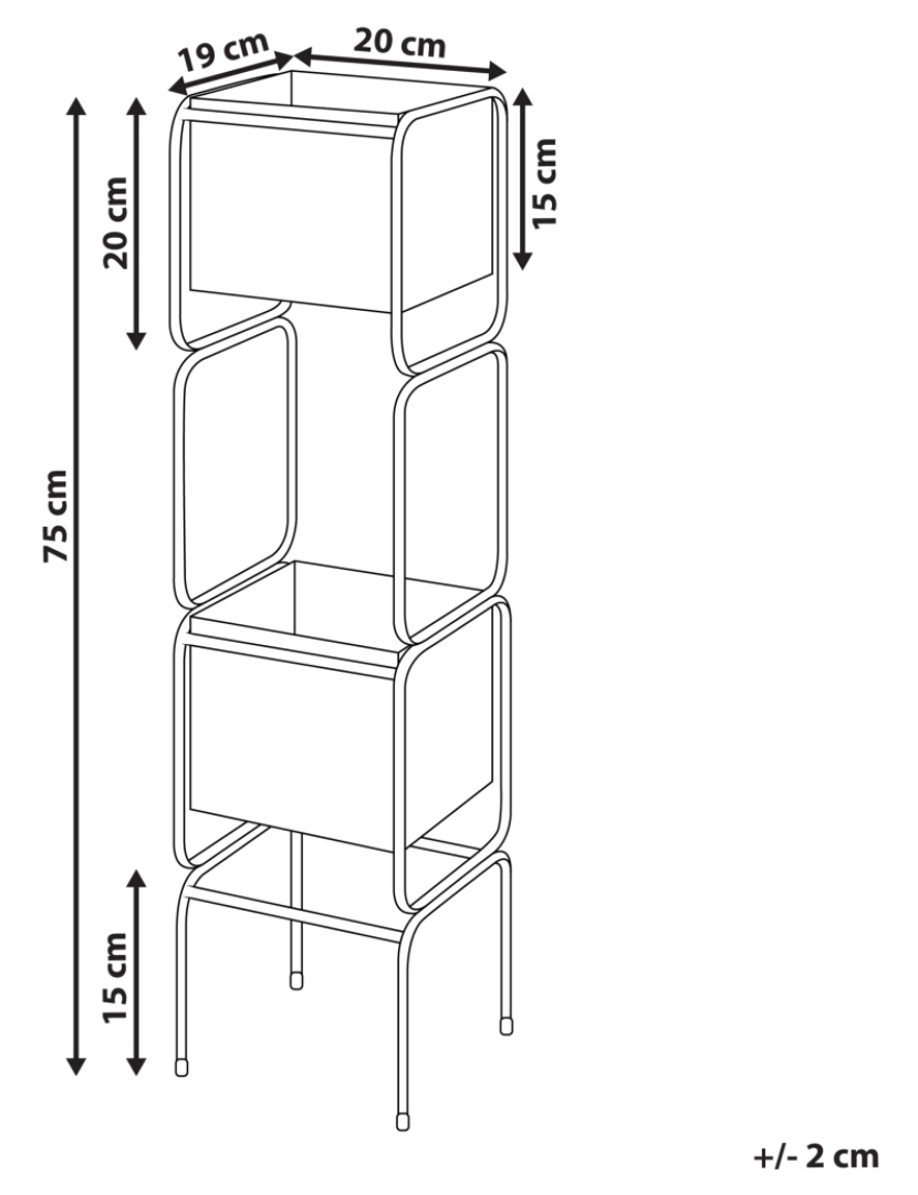 Beliani - Suporte para vasos de plantas em metal creme 20 x 20 x 75 cm de estilo industrial moderno