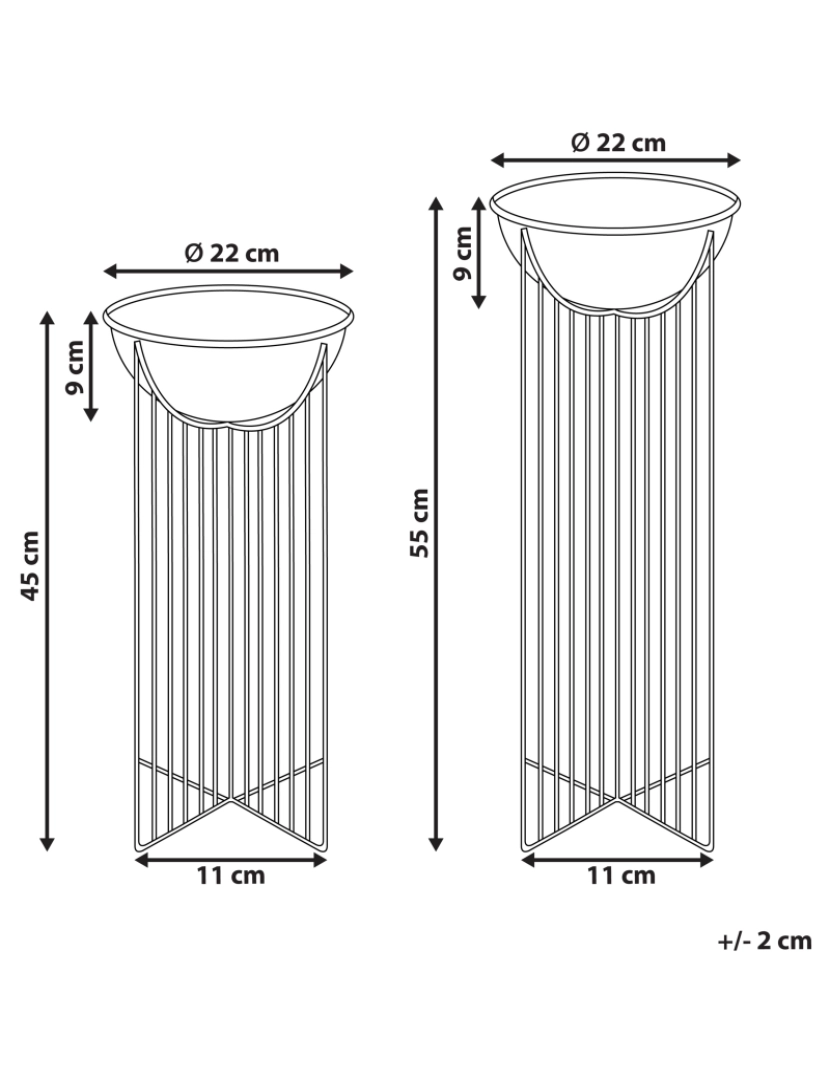 imagem de Conjunto de 2 suportes para vasos em metal rosa 45 e 55 cm para interior de estilo industrial moderno1