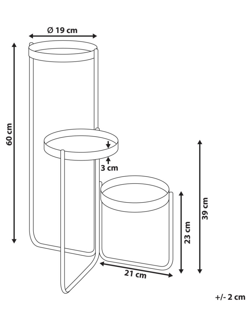 imagem de Suporte para vasos em metal preto 21 x 42 x 60 cm para interior de estilo industrial moderno1