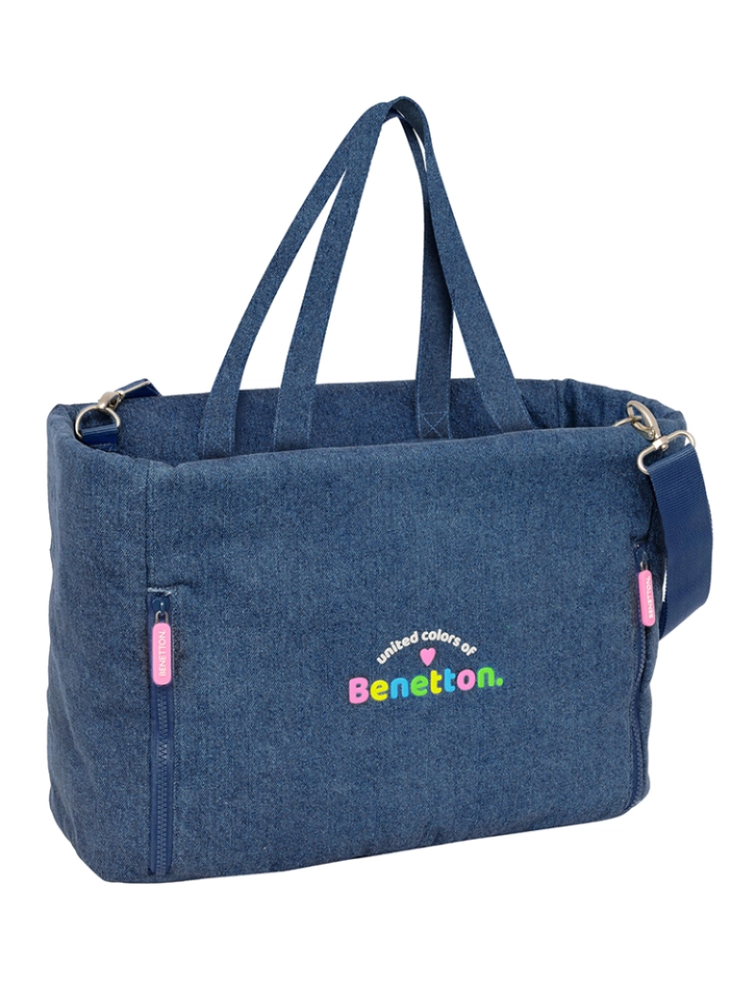 Benetton - Bolso Benetton Denim Azul 40 x 31 x 17 cm