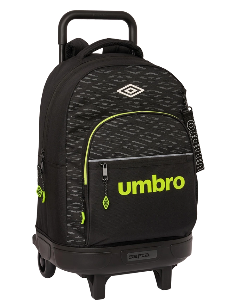 Umbro - Mochila escolar Umbro Lima preta com rodas 33 x 45 x 22 cm