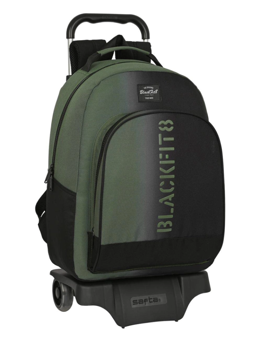 Blackfit8 - Mochila Escolar com Rodas BlackFit8 Gradiente Preto Verde Militar (32 x 42 x 15 cm)