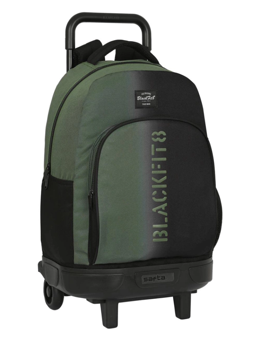 Blackfit8 - Mochila Escolar com Rodas BlackFit8 Gradiente Preto Verde Militar (33 x 45 x 22 cm)