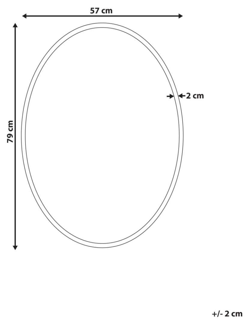 Beliani - Espelho de parede dourado com moldura decorativa em partículas de madeira oval 83 x 57 cm