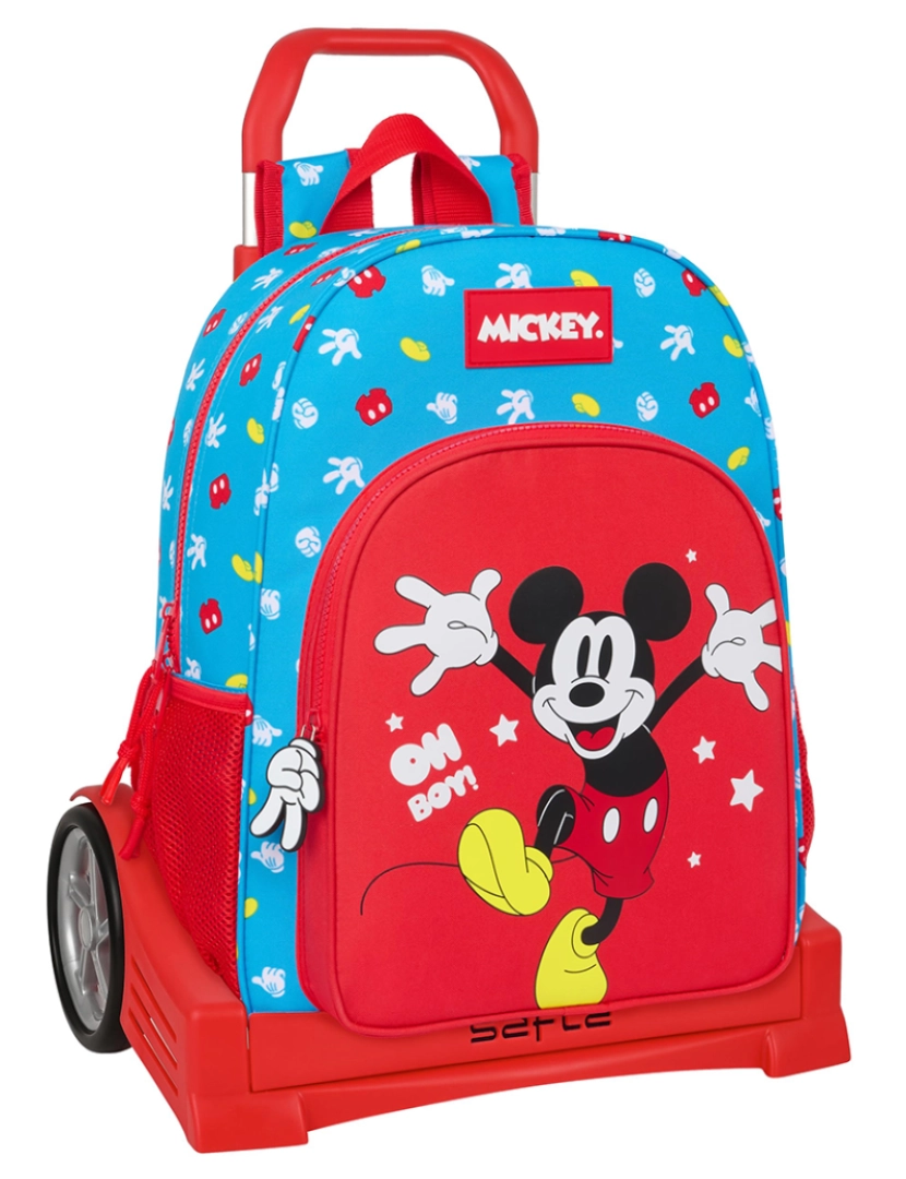 Mickey - Mochila escolar com rodas Mickey Mouse Clubhouse Fantastic Azul Vermelho 33 x 42 x 14 cm