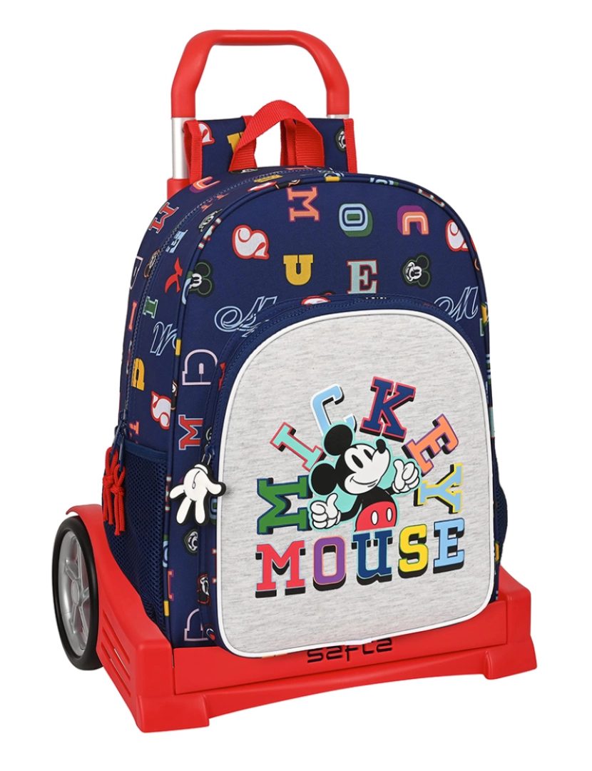 Mickey - Mochila Escolar com Rodas Mickey Mouse Clubhouse Apenas uma Azul Marinho (33 x 42 x 14 cm)