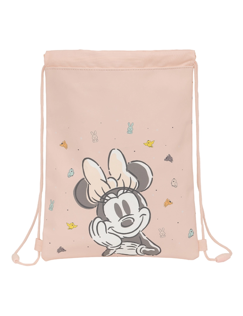 Minnie - Mochila com Cordas Minnie Mouse Rosa Bebê 26 x 34 x 1 cm