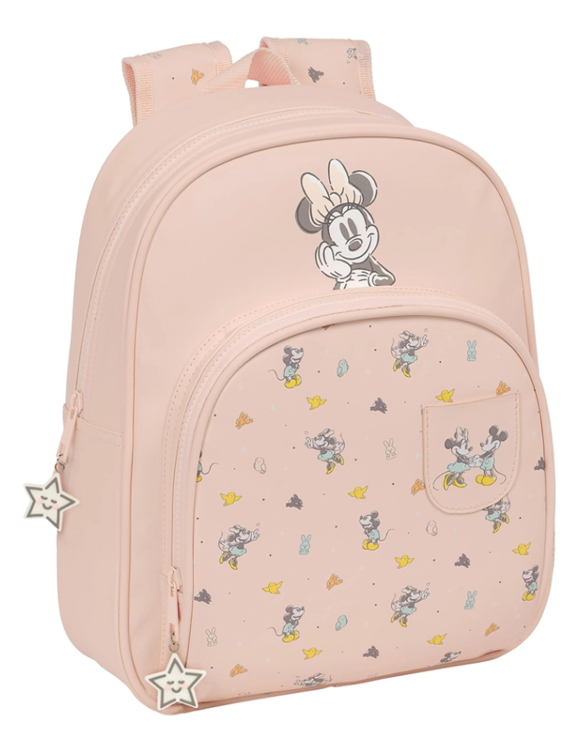 Minnie - Mochila Escolar Minnie Mouse Rosa Bebê 28 x 34 x 10 cm