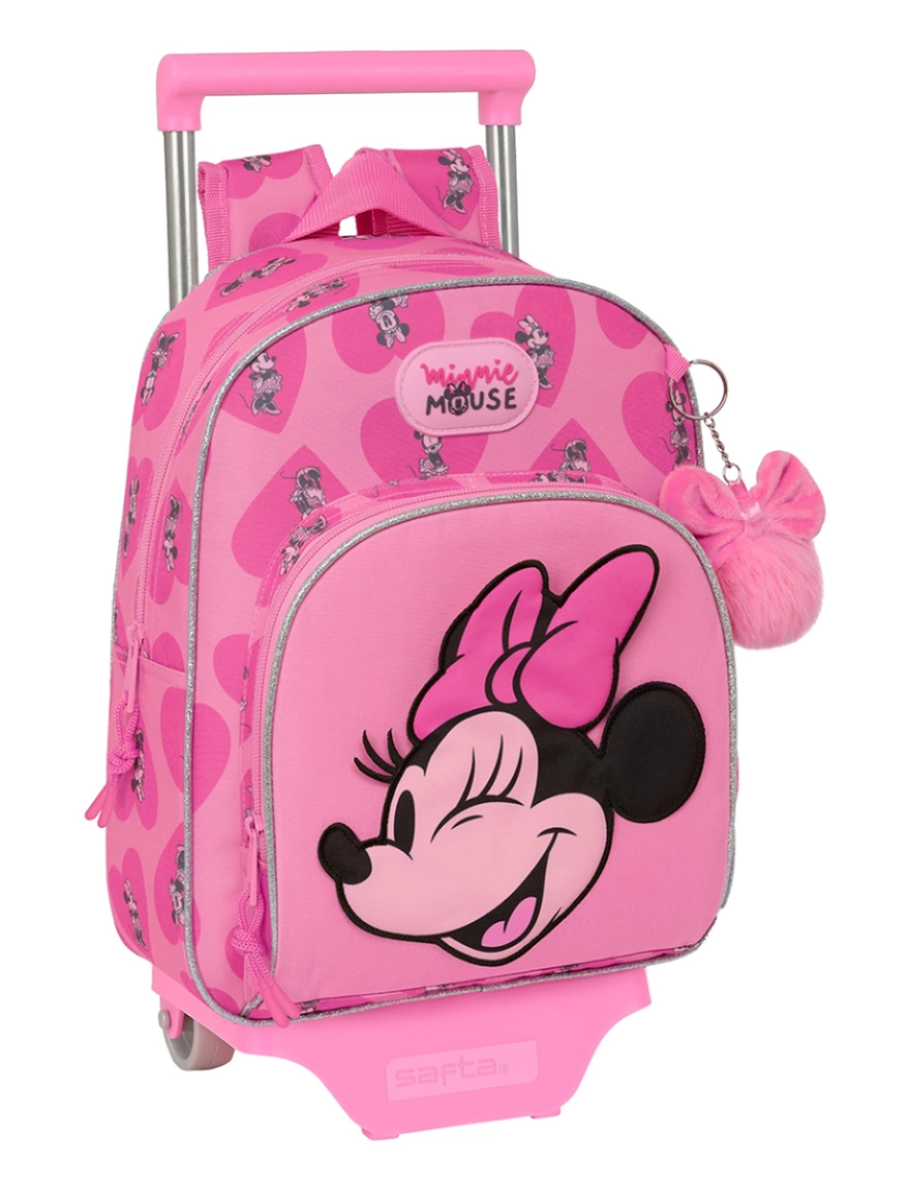 Minnie - Mochila escolar com rodas Minnie Mouse Loving Rosa 28 x 34 x 10 cm