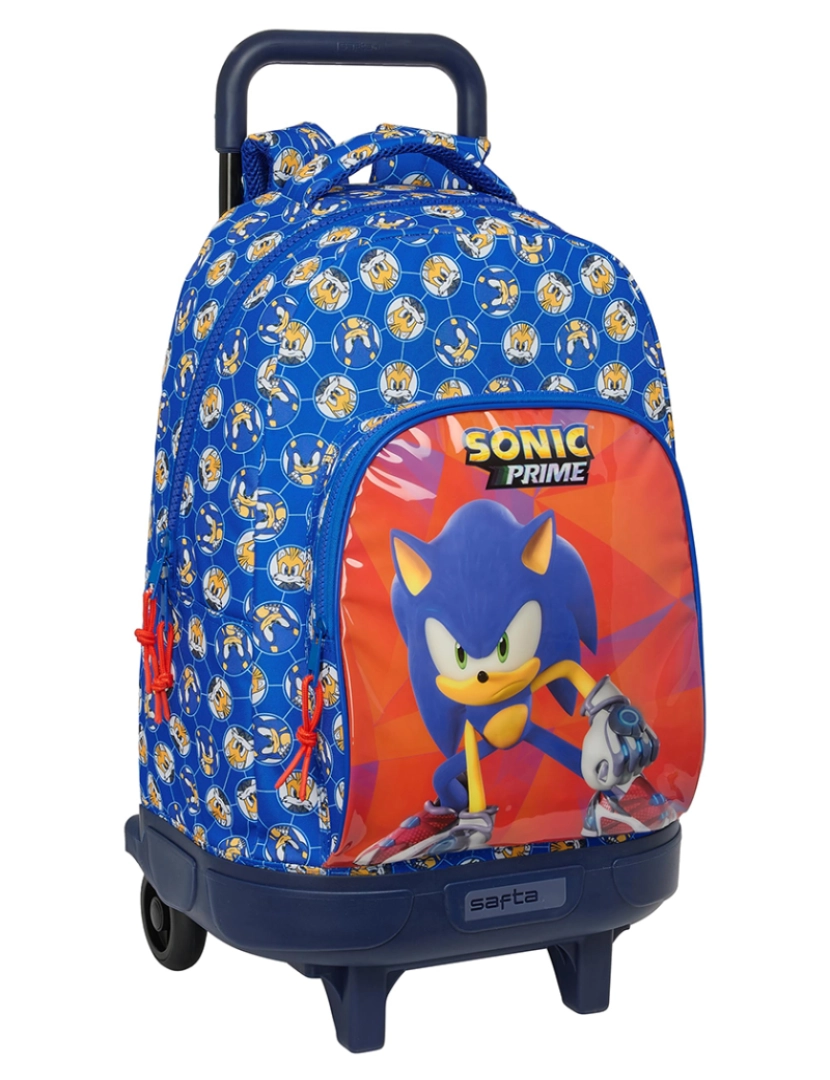 Sonic - Mochila escolar com rodas Sonic Prime Azul 33 x 45 x 22 cm