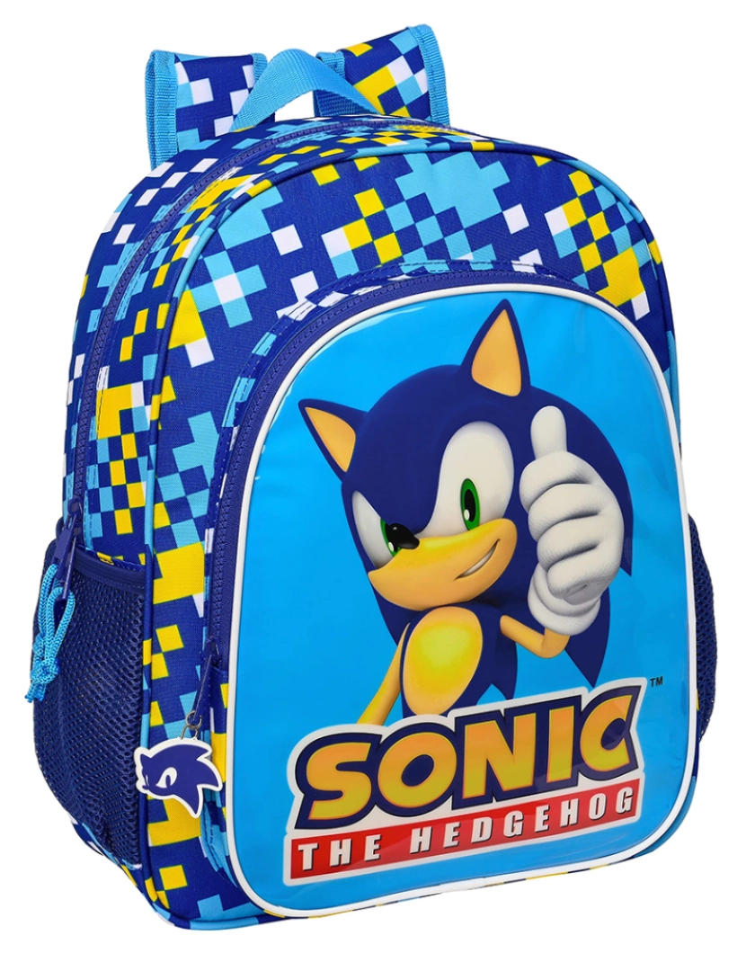 Sonic - Mochila escolar Sonic Speed ??32 x 38 x 12 cm azul