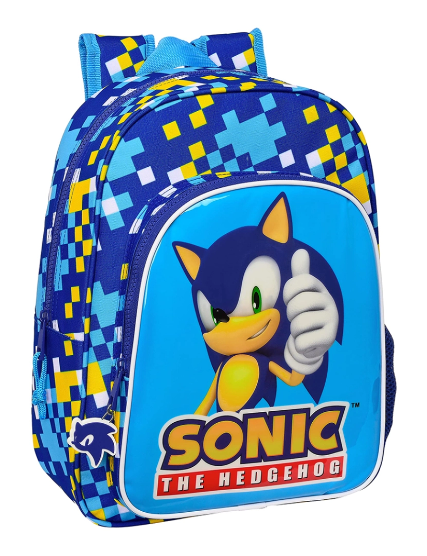 Sonic - Mochila escolar Sonic Speed ??26 x 34 x 11 cm azul