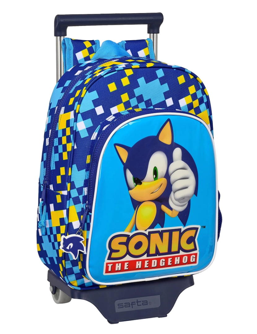 Sonic - Mochila escolar com rodas Sonic Speed ??26 x 34 x 11 cm azul