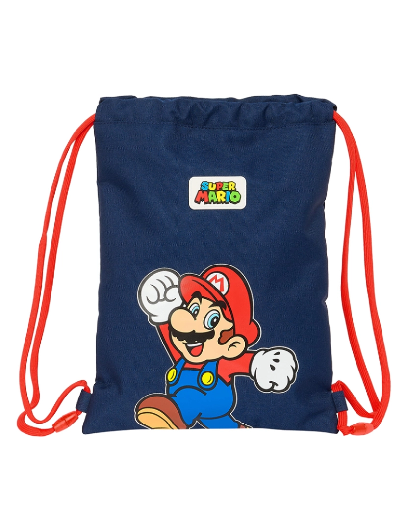 Super Mario - Mochila com Cordas Super Mario World Azul Marinho 26 x 34 x 1 cm