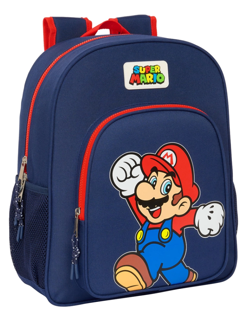 Super Mario - Mochila escolar Super Mario World Azul marinho 32 x 38 x 12 cm