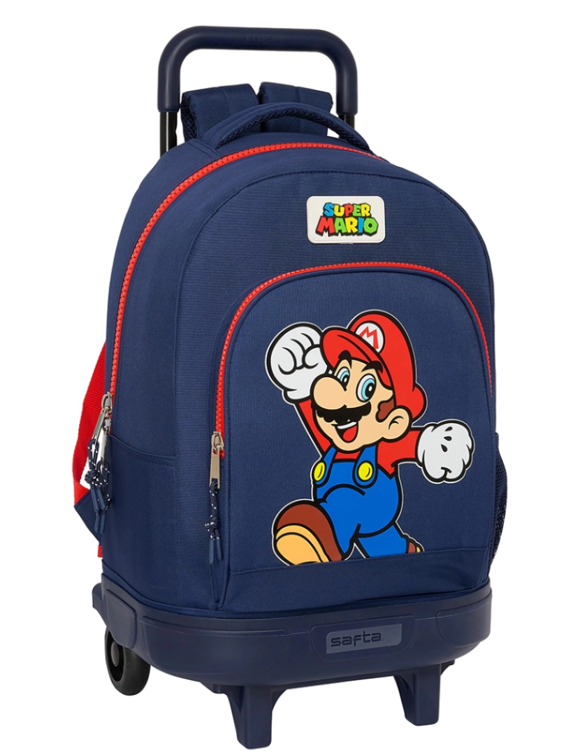 Super Mario - Mochila escolar com rodas Super Mario World Azul marinho 33 x 45 x 22 cm