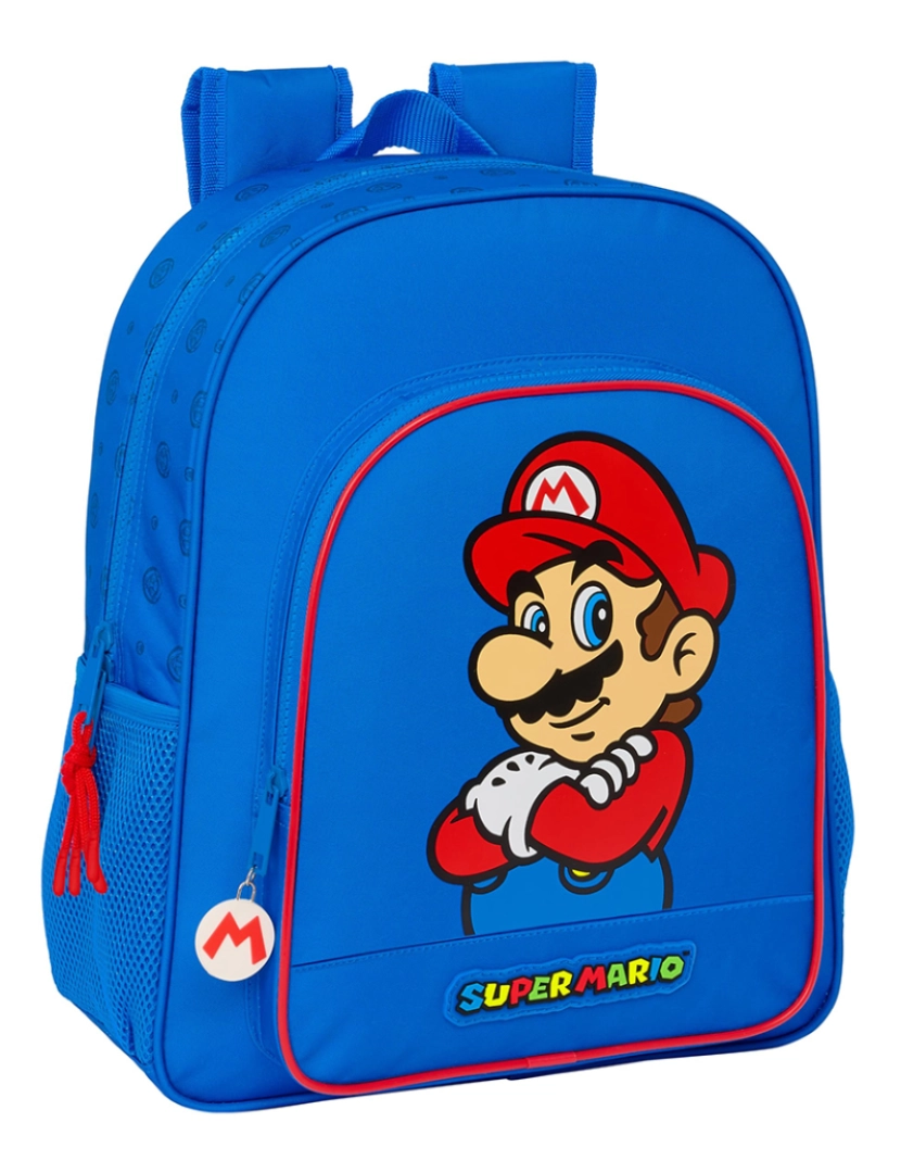 Super Mario - Mochila escolar Super Mario Play Azul Vermelho 32 X 38 X 12 cm