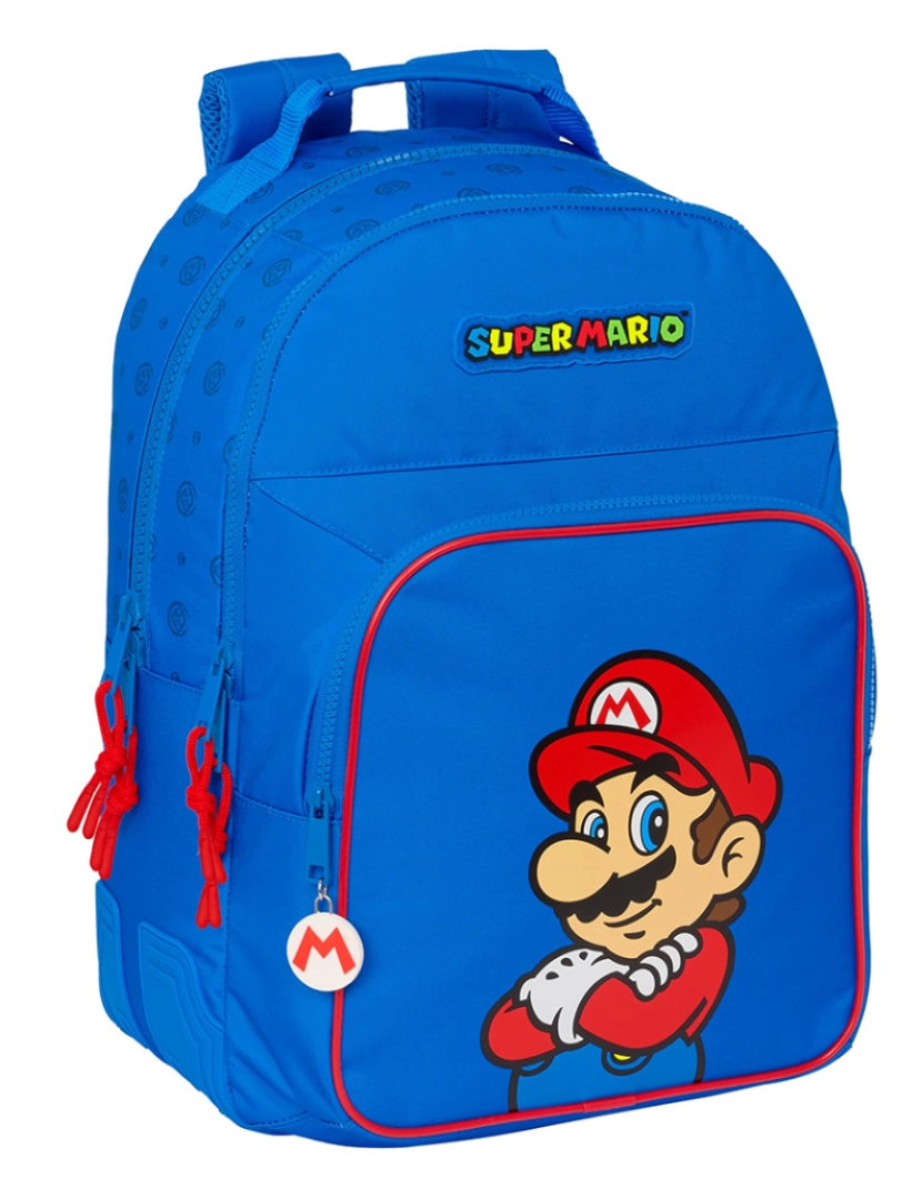 Super Mario - Mochila escolar Super Mario Play Azul Vermelho 32 x 42 x 15 cm