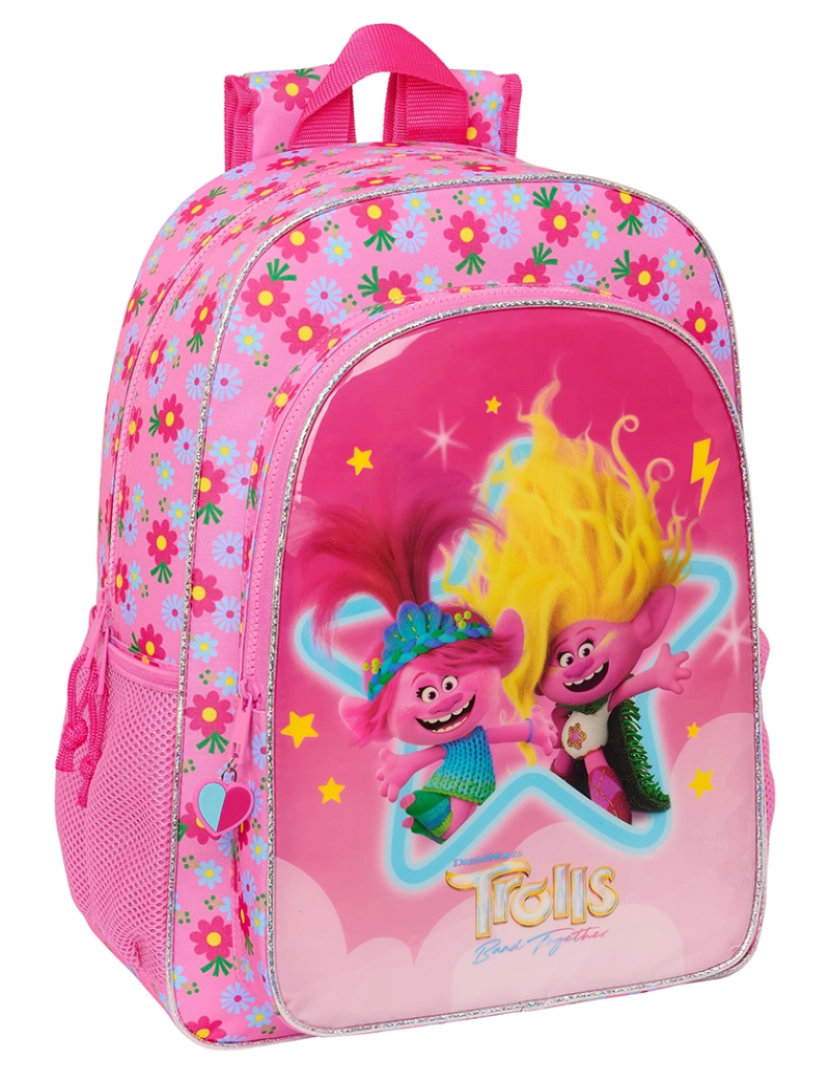 TROLLS - Mochila escolar Trolls rosa 33 x 42 x 14 cm