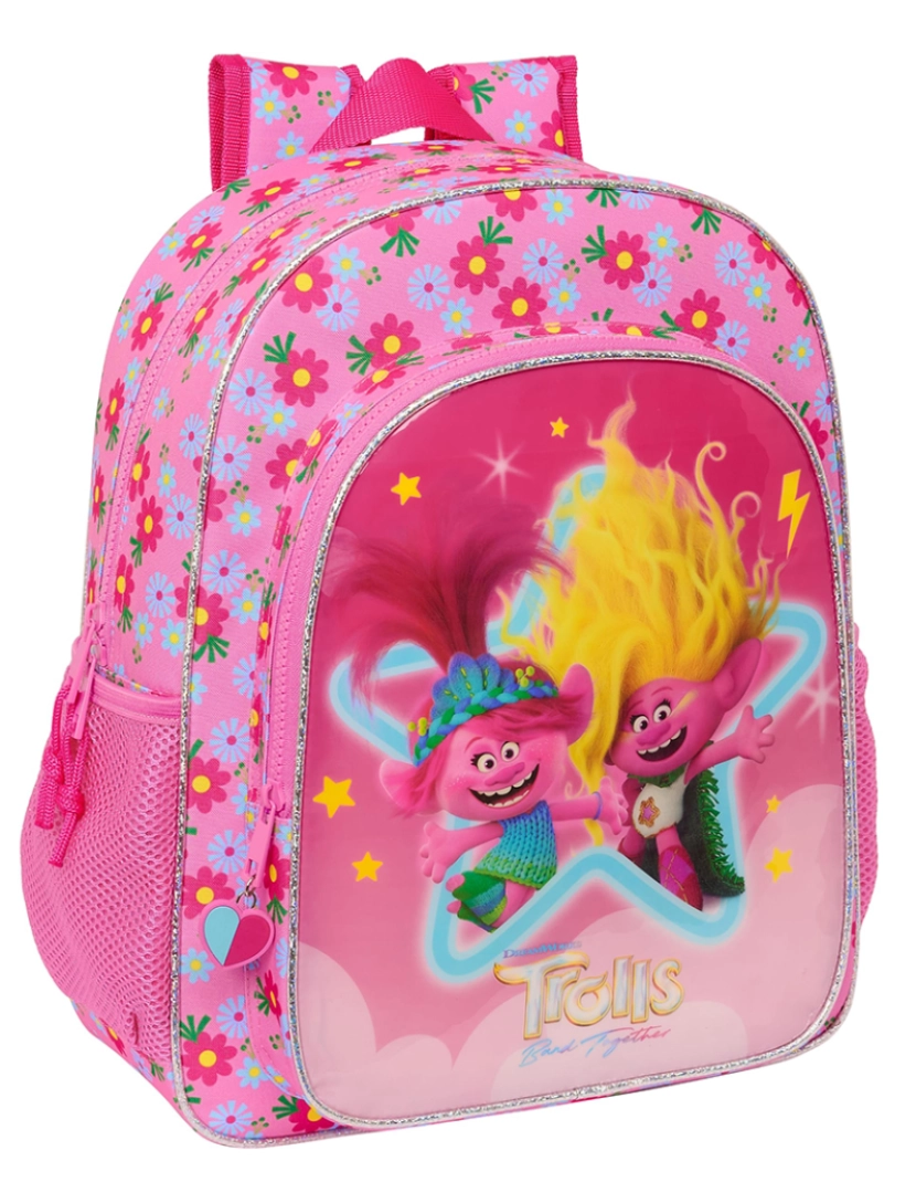 TROLLS - Mochila escolar Trolls rosa 32 x 38 x 12 cm