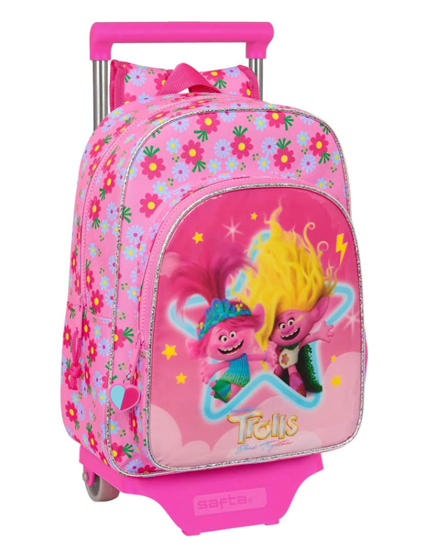 TROLLS - Mochila escolar com rodas Trolls rosa 26 x 34 x 11 cm