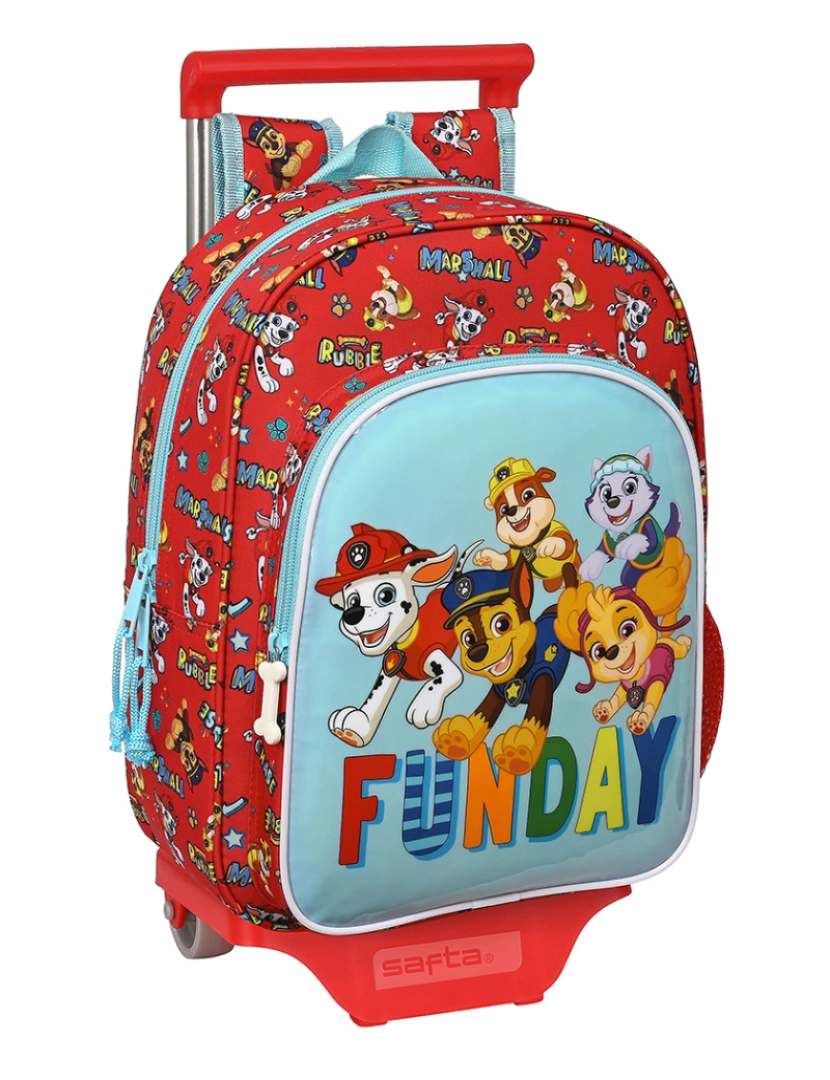 Patrulha Pata - Mochila escolar com rodas The Paw Patrol Funday Azul Vermelho 26 x 34 x 11 cm