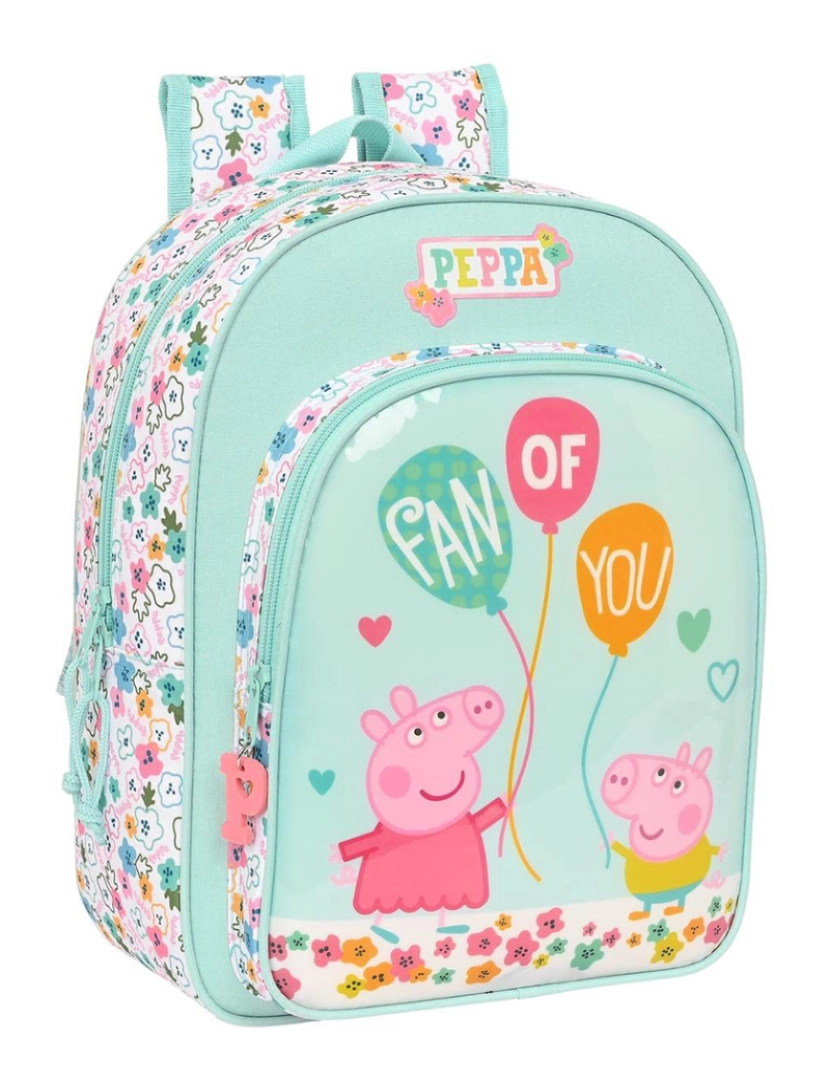 Peppa - Mochila Escolar Peppa Pig Canto aconchegante Azul Claro (26 x 34 x 11 cm)