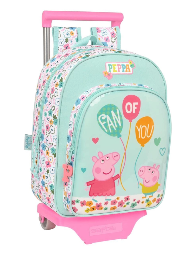 Peppa - Mochila Escolar com Rodas Peppa Pig Canto aconchegante Azul Claro (26 x 34 x 11 cm)