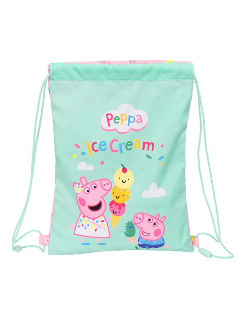 Peppa - Mochila com Cordas Peppa Pig Sorvete Rosa Menta 26 x 34 x 1 cm