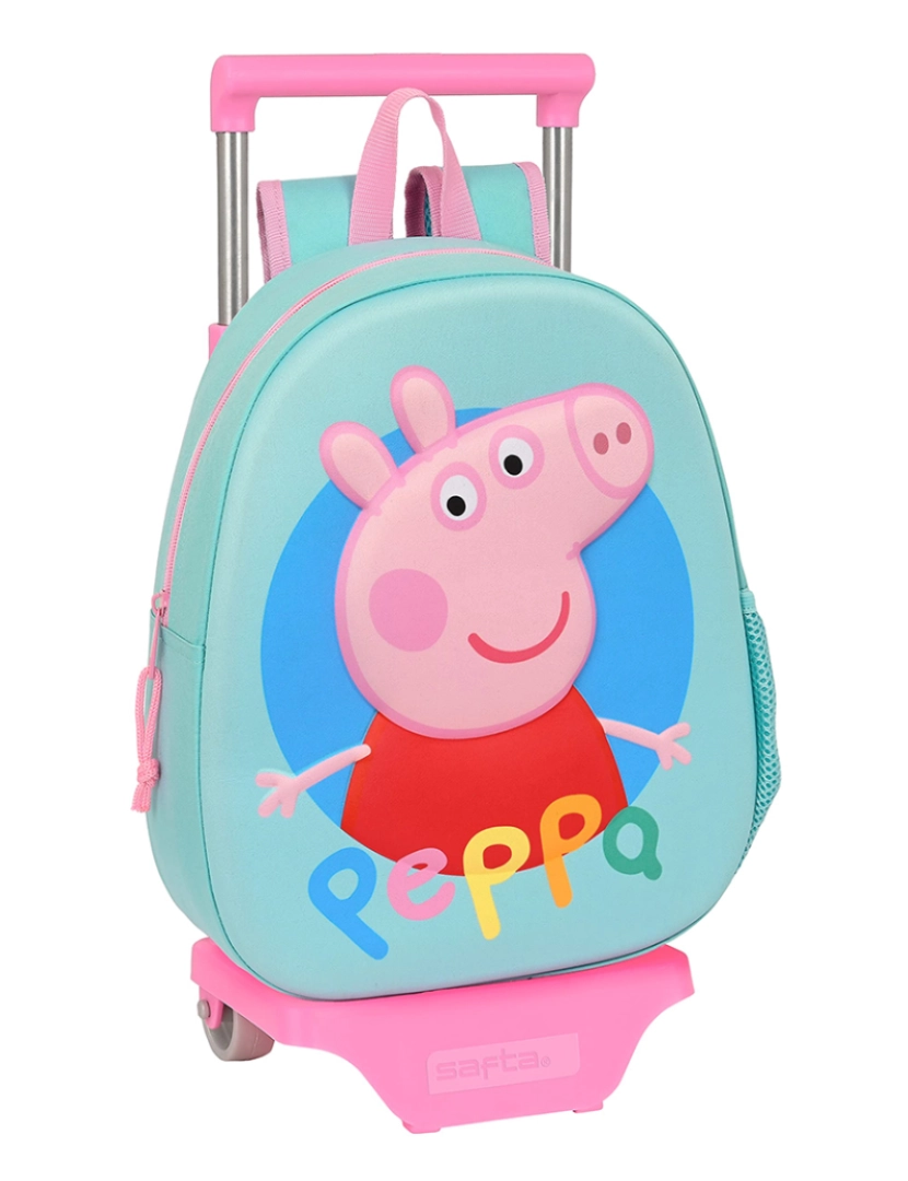 Peppa - Mochila Escolar com Rodas Peppa Pig Turquesa (27 x 32 x 10 cm)