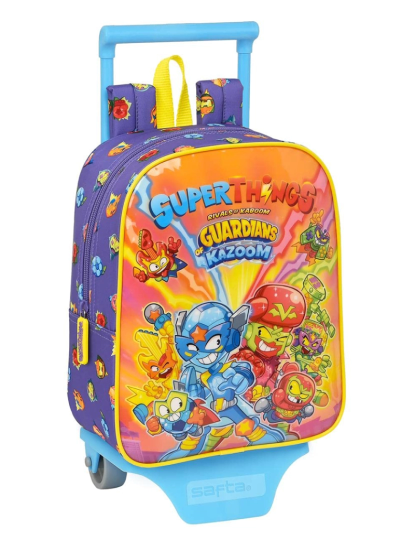 Superzings - Mochila Escolar com Rodas SuperThings Guardians of Kazoom Roxo Amarelo (22 x 28 x 10 cm)