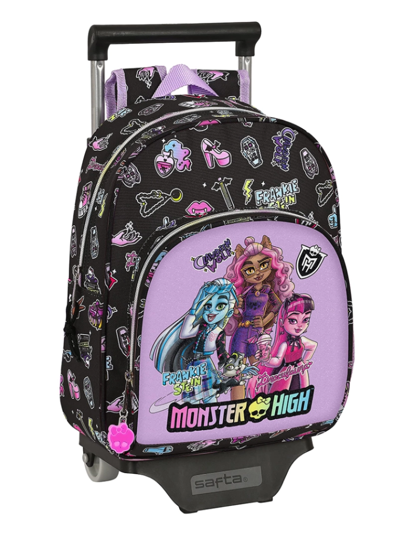 Monster High - Mochila escolar com rodas Monster High Creep preta 28 x 34 x 10 cm