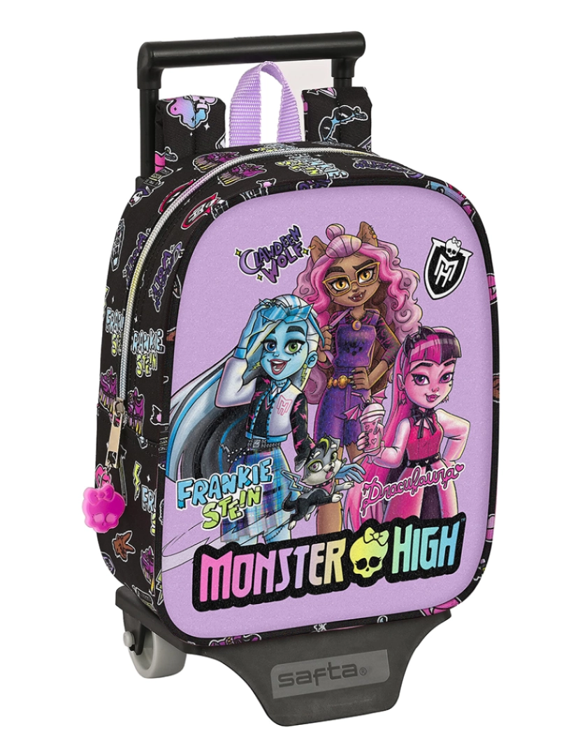 Monster High - Mochila escolar com rodas Monster High Creep preta 22 x 27 x 10 cm