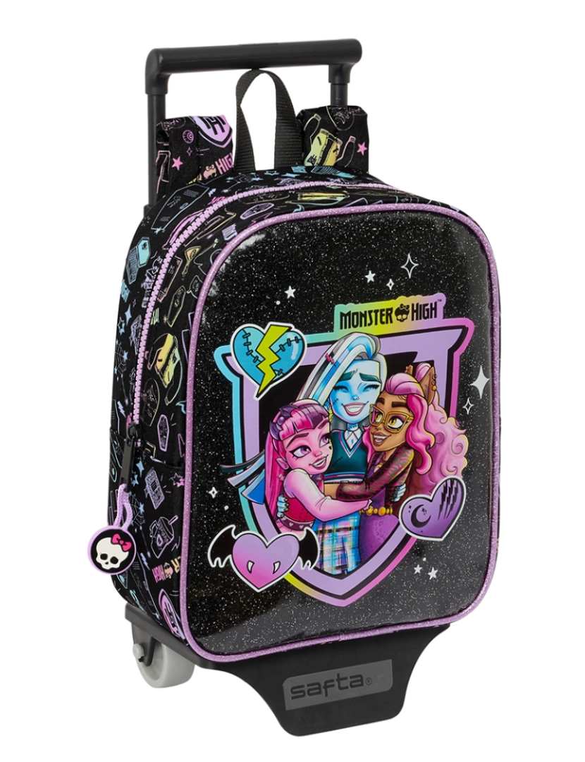 Monster High - Mochila escolar com rodas Monster High preta 22 x 27 x 10 cm