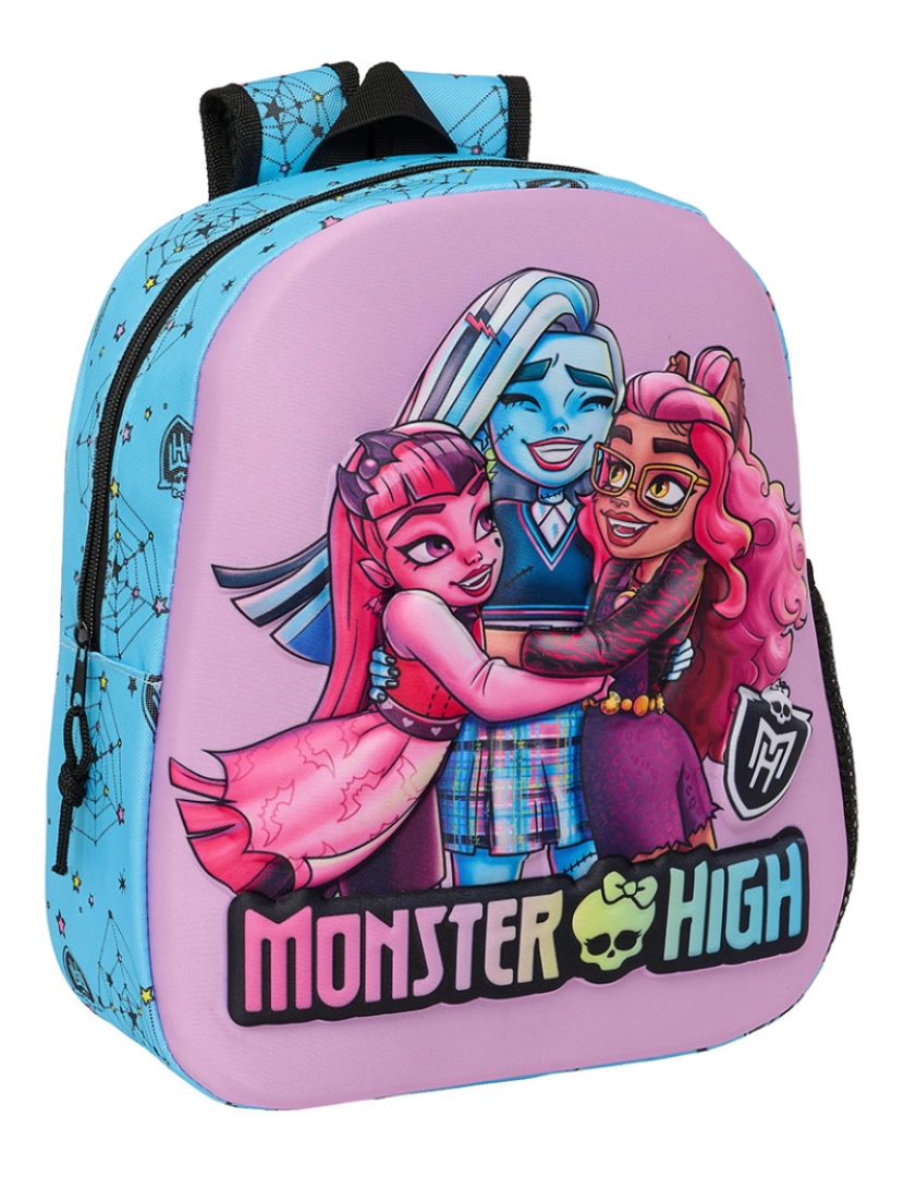 Monster High - Mochila Escolar Monster High Azul Lilás 27 x 33 x 10 cm