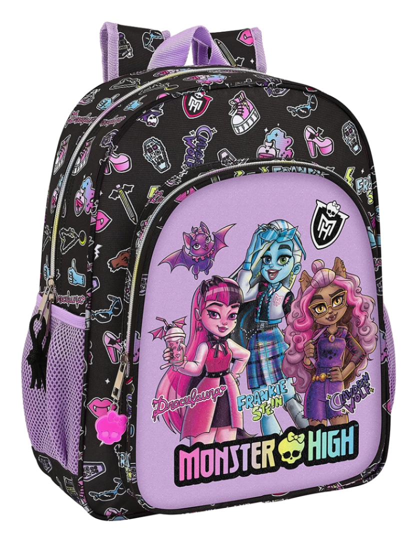 Monster High - Mochila escolar Monster High Creep preta 32 x 38 x 12 cm