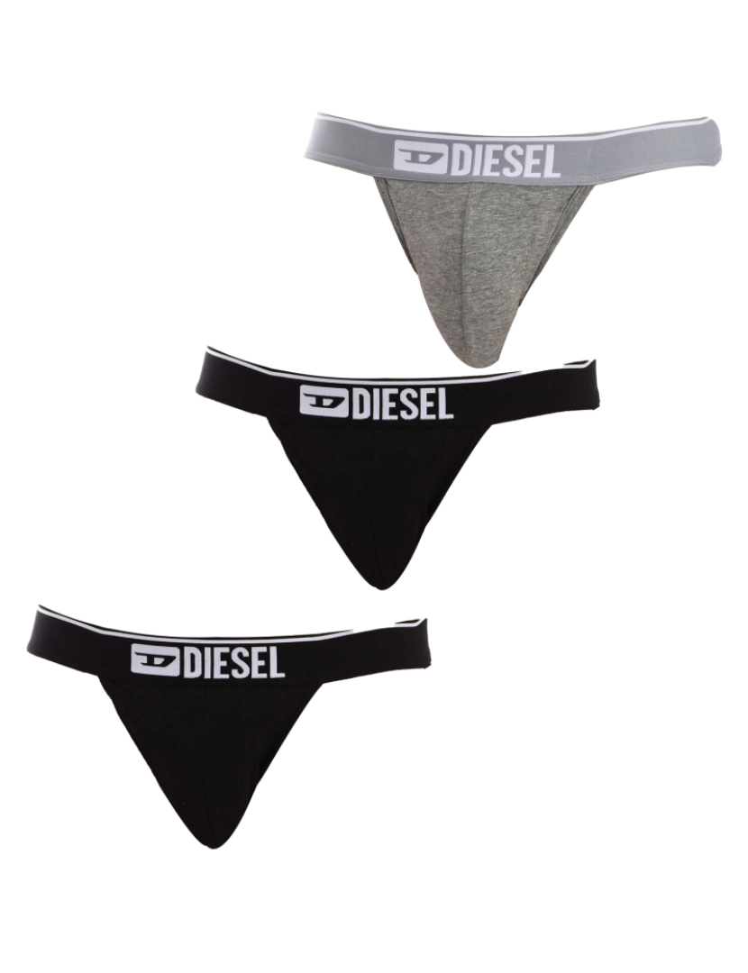 Diesel - Pack-3 jockstrap de tecido respirável Diesel Preto-cinza